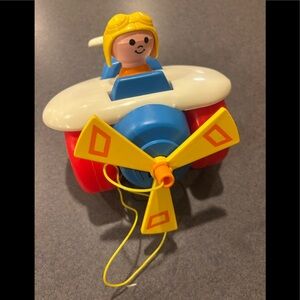 Vintage 1980 airplane pull toy